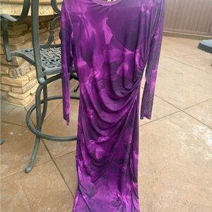 NWOT Chic Long Sleeve Purple Floral Dress